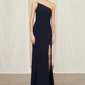 Amsale Sloan Black Dress One Shoulder